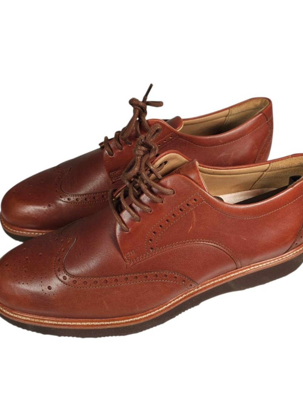 SAMUEL HUBBARD Tipping Point Smooth Wingtip Oxford Shoes Brandy Leather 9.5 M